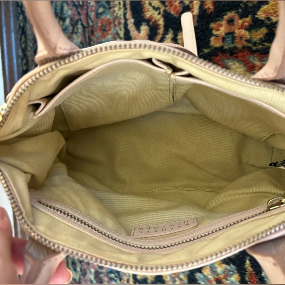 Barney’s New York Blush Pink Pebbled Leather Satchel Gold Hardware